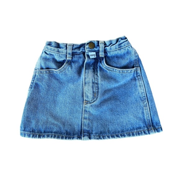 Vintage Baby Guess Jeans Denim Mini Skirt Made in USA Talon Zip 4Y Elastic Waist - Picture 3 of 13